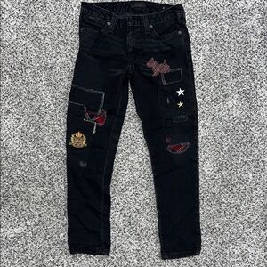 Ralph Lauren Polo Black Jeans with Patchwork Accents Kids 8